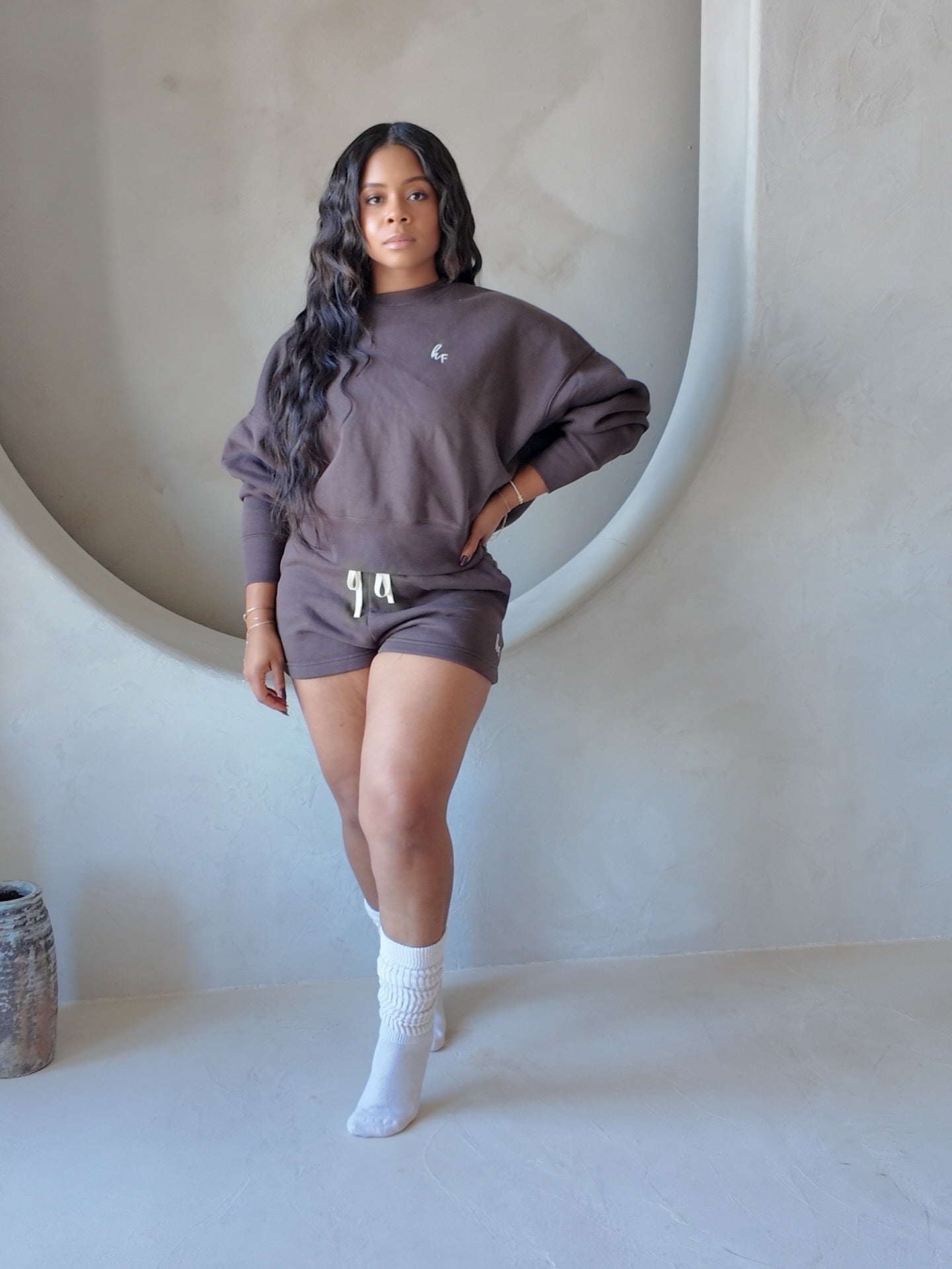 HF Balloon Sleeve Sweatshirt | Short Set – herFITNESS Sanctuary