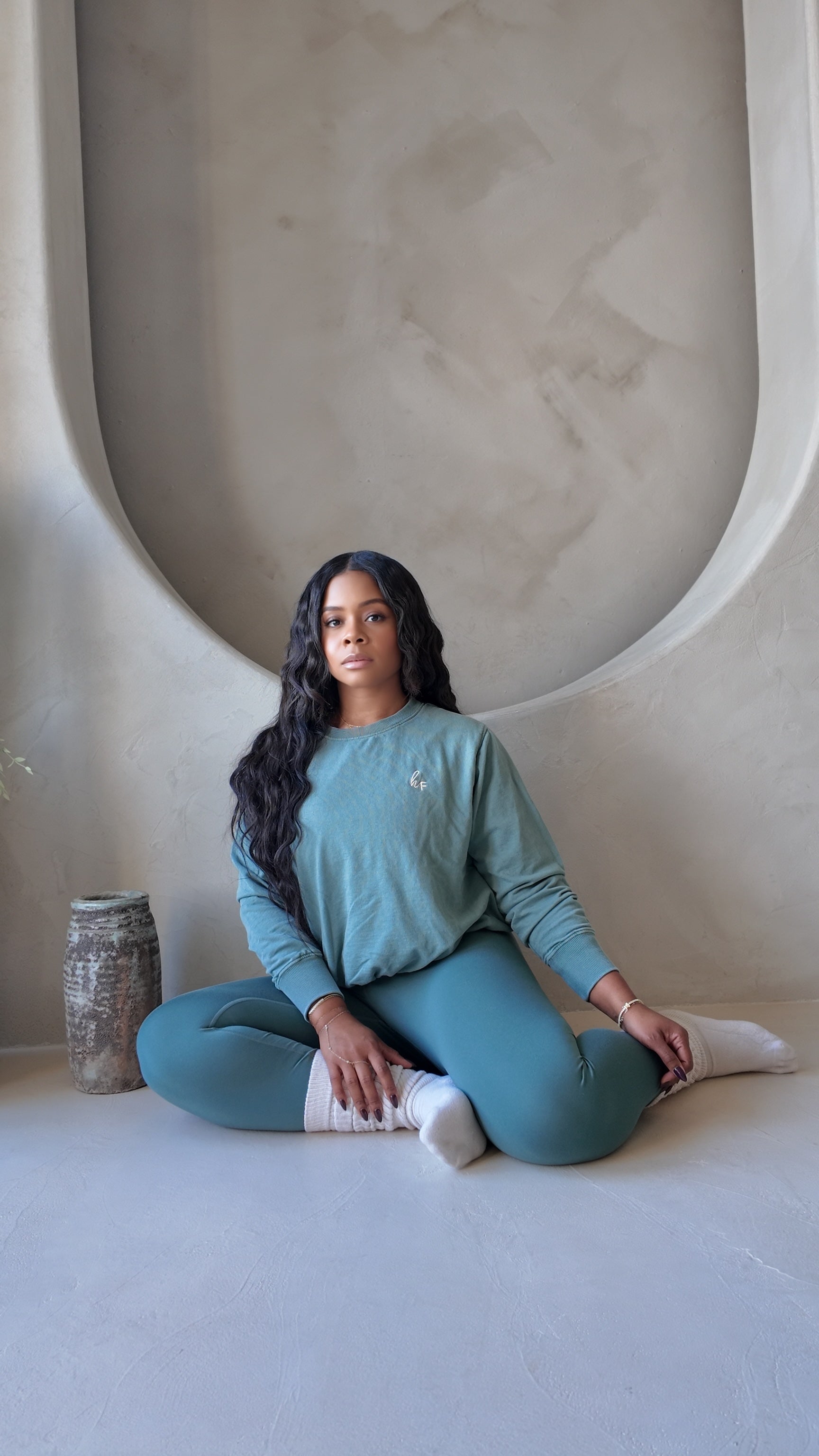 Mineral Cloud Bubble Hem Pullover Sweatshirt